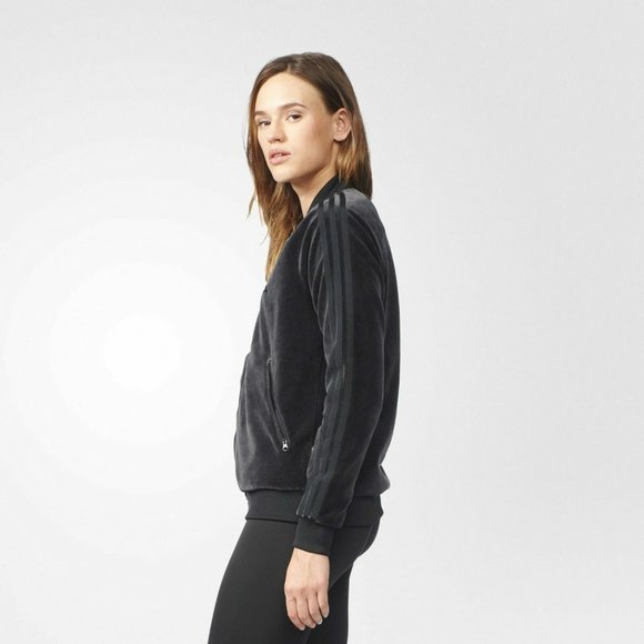 ADIDAS PHARRELLWILLIAMS HUMANRACESUPERSTAR VELOUR HUTRACK WOMEN'S JACKET XS/0-2 - Picture 5 of 16